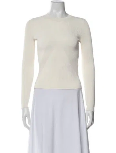 Pre-owned Partow Crew Neck Long Sleeve Top In White