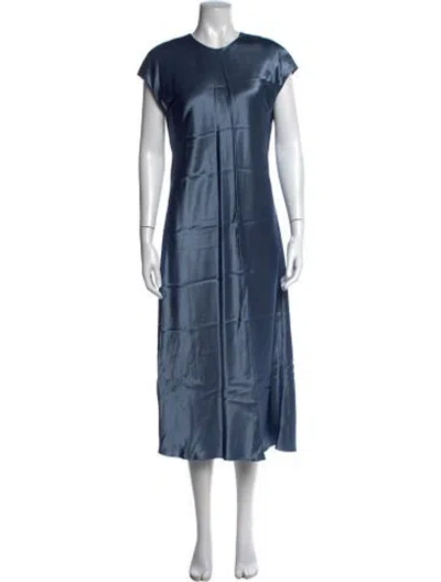 Pre-owned Partow Crew Neck Midi Length Dress In Blue