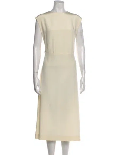 Pre-owned Partow Crew Neck Midi Length Dress In Neutral