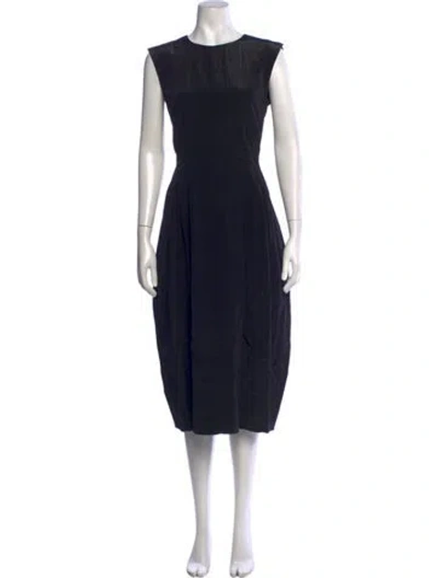 Pre-owned Partow Crew Neck Midi Length Dress W/ Tags In Black