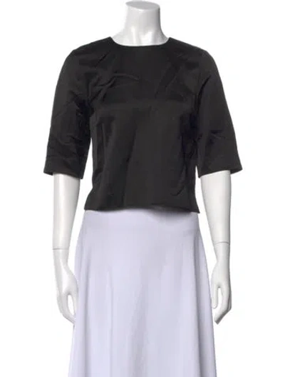 Pre-owned Partow Crew Neck Short Sleeve Crop Top In Black