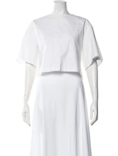 Pre-owned Partow Crew Neck Short Sleeve Crop Top In White