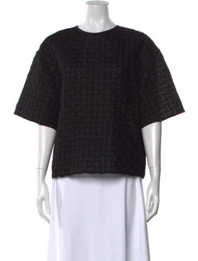 Pre-owned Partow Crew Neck Short Sleeve Top In Black