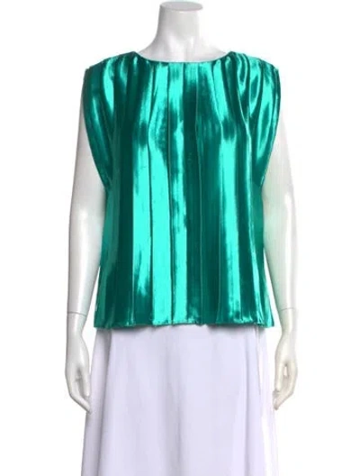 Pre-owned Partow Crew Neck Sleeveless Top In Green
