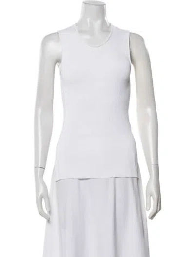 Pre-owned Partow Crew Neck Sleeveless Top In White