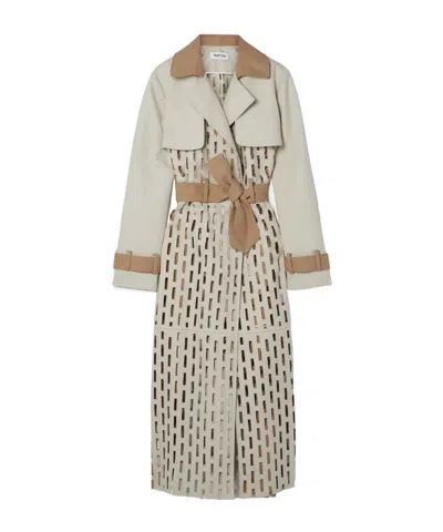 Partow Cut-out Pure Cotton Twill Trench Coat In Nude