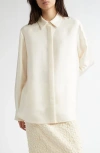 Partow Dahlia Silk Button-up Shirt In Ivory