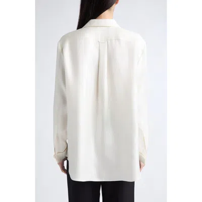 Partow Dahlia Silk Contrast Collar Shirt In Ivory