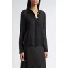 Partow Edie Semisheer Mesh Button-up Shirt In Black