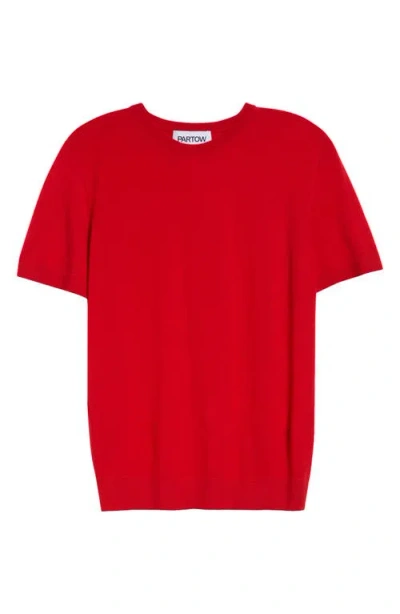 Partow Enzo Short Sleeve Virgin Wool Sweater In Red