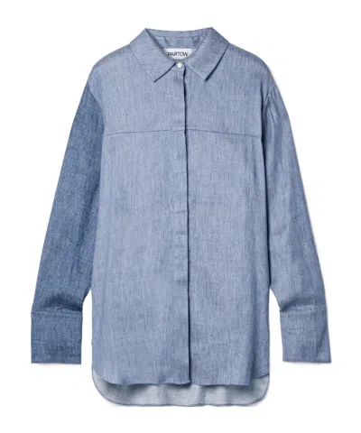 Partow Juliette Two-tone Chambray Shirt In Blue