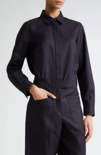 Partow Lara Cotton Jacquard Crop Button-up Shirt In Black
