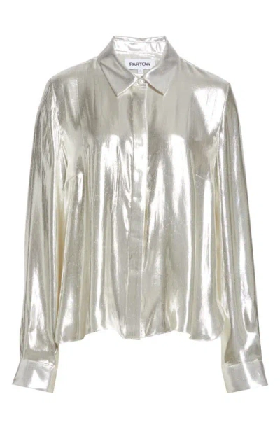 Partow Lara Metallic Button-up Shirt In Silver