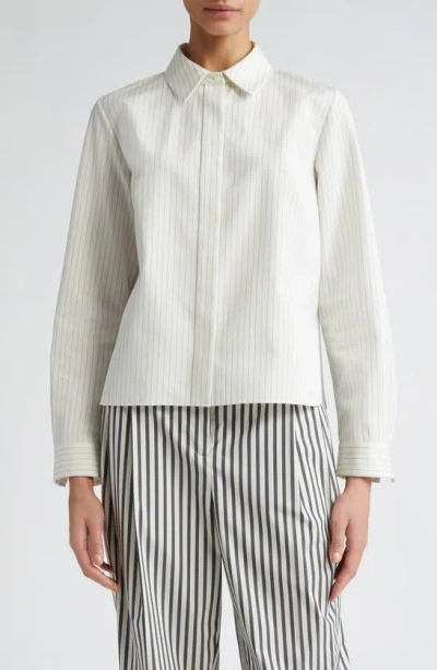 Partow Lara Pinstripe Silk Button-up Shirt In Ivory