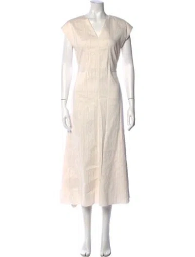 Pre-owned Partow Linen Midi Length Dress In Neutral