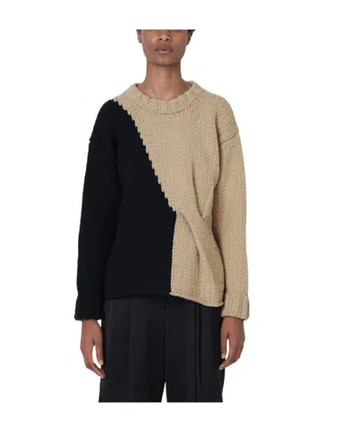 Partow Mia Two-tone Cashmere Sweater In Black/sand