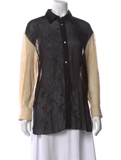 Pre-owned Partow Long Sleeve Button-up Top In Black