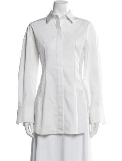 Pre-owned Partow Long Sleeve Button-up Top In Neutrals