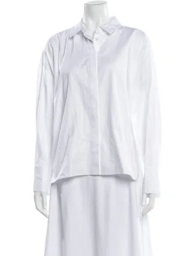 Pre-owned Partow Long Sleeve Button-up Top W/ Tags In White