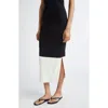 Partow Morgan Two-tone Rib Midi Skirt In Domino