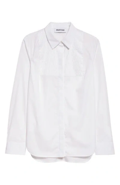 Partow Natalia Pintuck Cotton Poplin Button-up Shirt In White