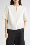 Partow Notch Neck Boxy Top In White