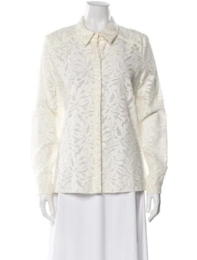 Pre-owned Partow Patterned Long Sleeve Blouse In Neutral