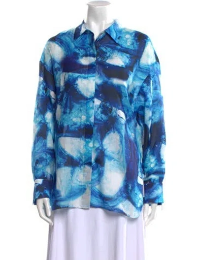 Pre-owned Partow Printed Long Sleeve Button-up Top W/ Tags In Multi