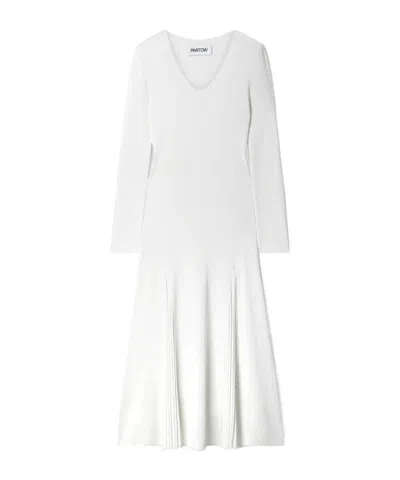 Partow Ribbed Knit Midi Dress In White