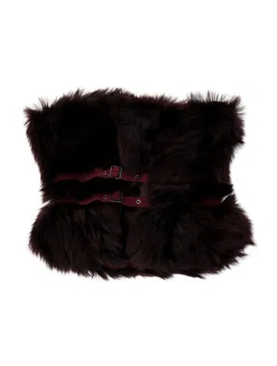 Pre-owned Partow Shearling Scarf In Burgundy