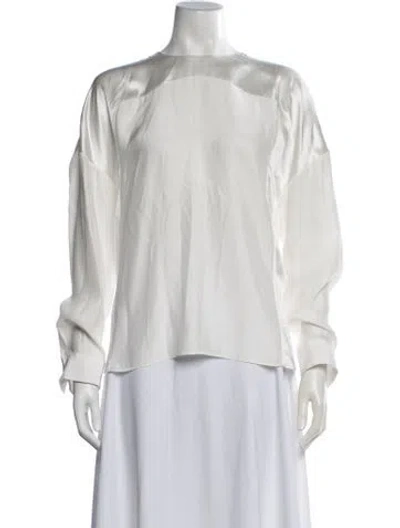 Pre-owned Partow Silk Crew Neck Top W/ Tags In White