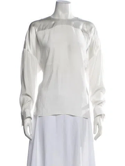 Pre-owned Partow Silk Crew Neck Top W/ Tags In White