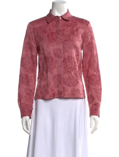 Pre-owned Partow Silk Floral Print Blouse In Pink