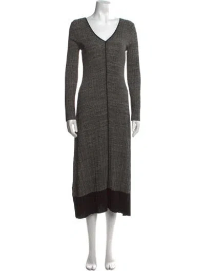 Pre-owned Partow Silk Long Dress In Gray