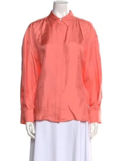 Pre-owned Partow Silk Long Sleeve Button-up Top In Pink