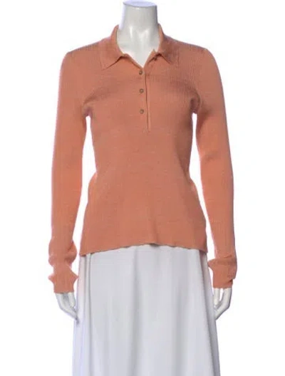 Pre-owned Partow Silk Long Sleeve Polo In Pink