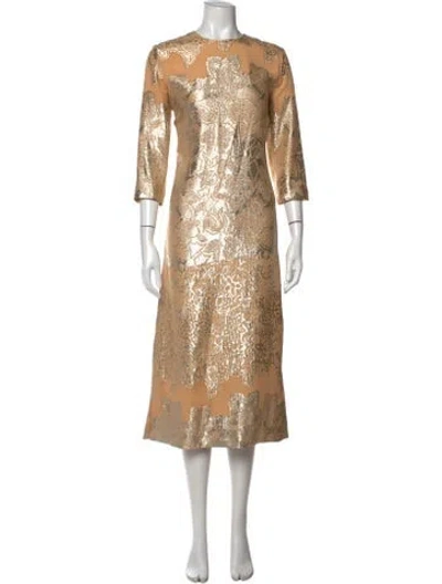 Pre-owned Partow Silk Midi Length Dress In Gold