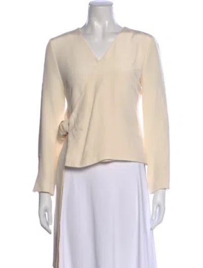 Pre-owned Partow Silk V-neck Blouse In Neutral