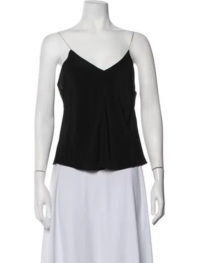 Pre-owned Partow Silk V-neck Top In Black