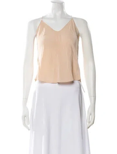 Pre-owned Partow Silk V-neck Top In Neutral