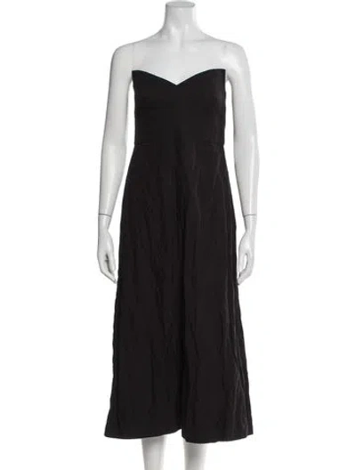 Pre-owned Partow Strapless Midi Length Dress In Brown