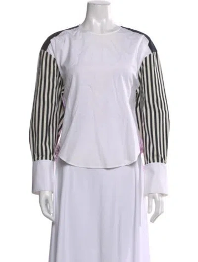 Pre-owned Partow Striped Crew Neck Top In White
