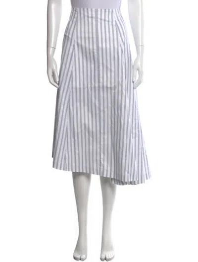 Pre-owned Partow Striped Midi Length Skirt In White