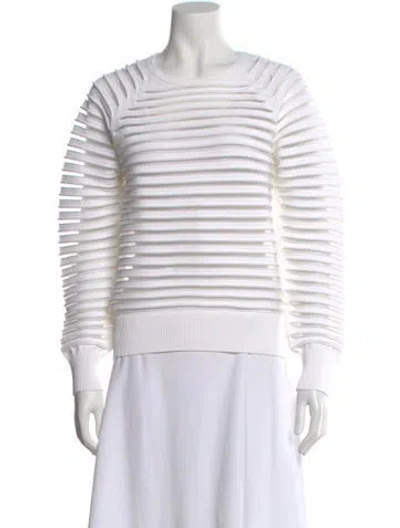 Pre-owned Partow Striped V-neck Sweater In White