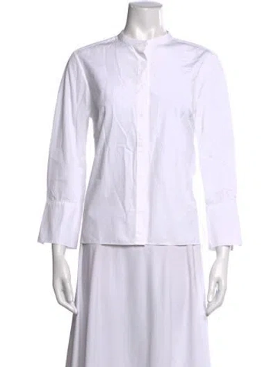 Pre-owned Partow Three-quarter Sleeve Button-up Top In White