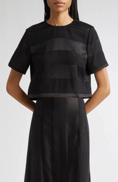 Partow Tori Textured Stripe Crop Top In Black