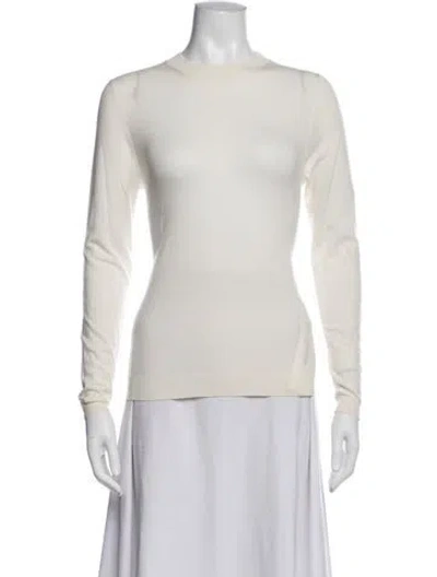 Pre-owned Partow Virgin Wool Crew Neck Top In Neutrals
