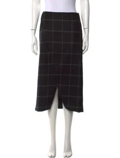 Pre-owned Partow Virgin Wool Midi Length Skirt In Black