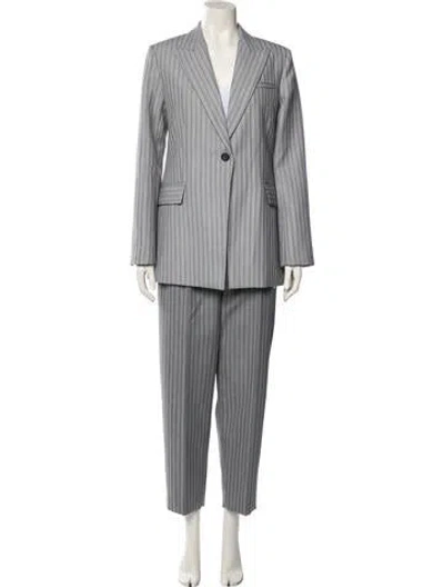 Pre-owned Partow Virgin Wool Striped Pantsuit In Gray