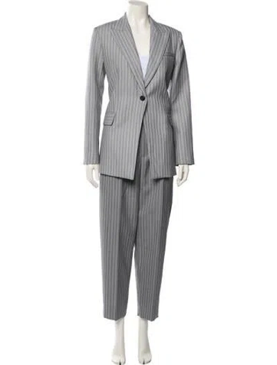 Pre-owned Partow Virgin Wool Striped Pantsuit In Gray